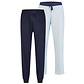 Phil & Co Phil & Co Heren Pyjamabroek Lang Gestreept/Effen 2-Pack