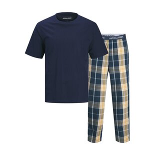 Jack & Jones Men's Pyjama Set Giftbox JACLUCA Checkered Dark Blue/Orange