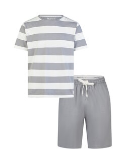 Phil & Co Heren Shortama Korte Pyjama Set Grijs Gestreept