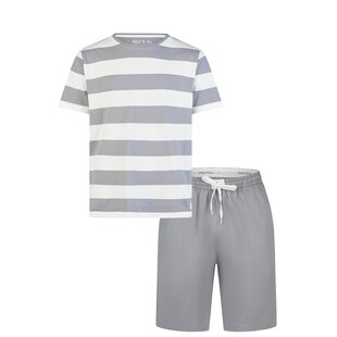 Phil & Co Men's Short Pajama Short Pajama Set Gray Striped