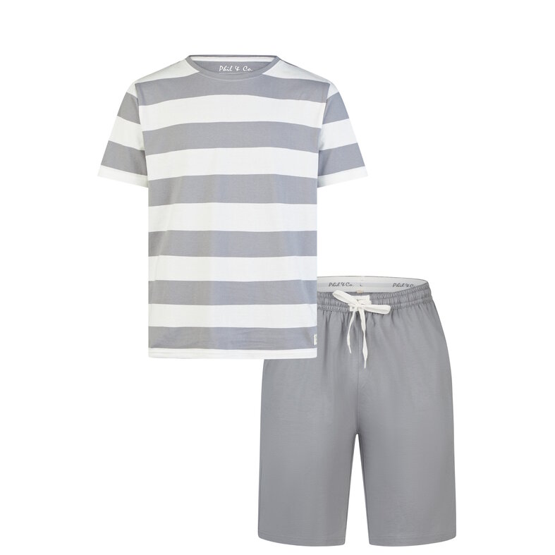 Phil & Co Phil & Co Men's Short Pajama Short Pajama Set Gray Striped