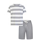 Phil & Co Phil & Co Heren Shortama Korte Pyjama Set Grijs Gestreept