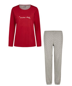 By Louise Ladies Pyjama Set Long Cotton Red