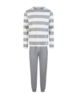 Phil & Co Heren Pyjama Set Lang Grijs Gestreept
