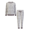 By Louise By Louise Dames Huispak Fleece Broek + Sweater Grijs Panterprint