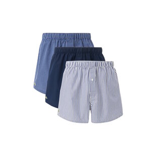 Lacoste Heren Wijde Boxershorts Katoen 3-Pack Blauw/Donkerblauw