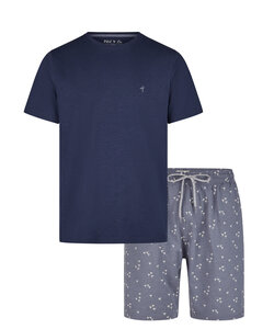 Phil & Co Men's Short Pajama Short Pajama Set Palm Dark Blue