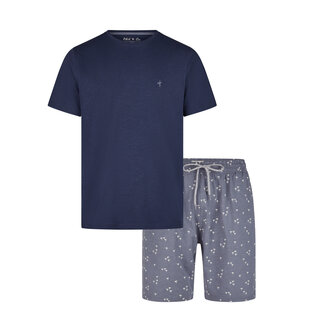 Phil & Co Heren Shortama Korte Pyjama Set Palm Donkerblauw