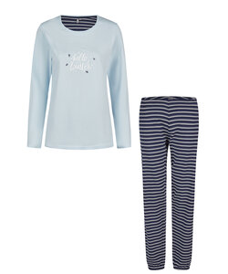 By Louise Dames Pyjama Set Lang Katoen Lichtblauw