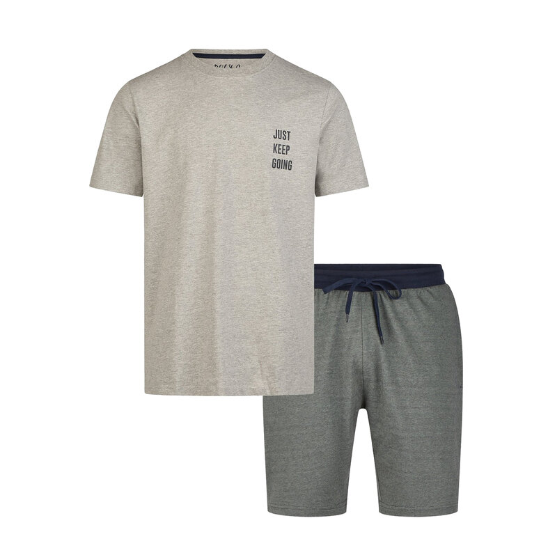 Phil & Co Phil & Co Heren Shortama Korte Pyjama Katoen Grijs