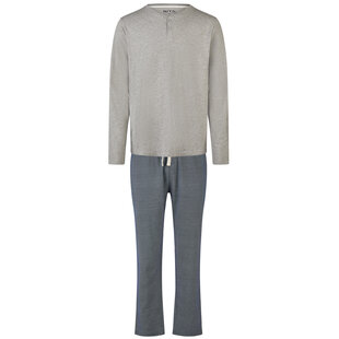 Phil & Co Heren Pyjama Set Lang Grijs/Blauw