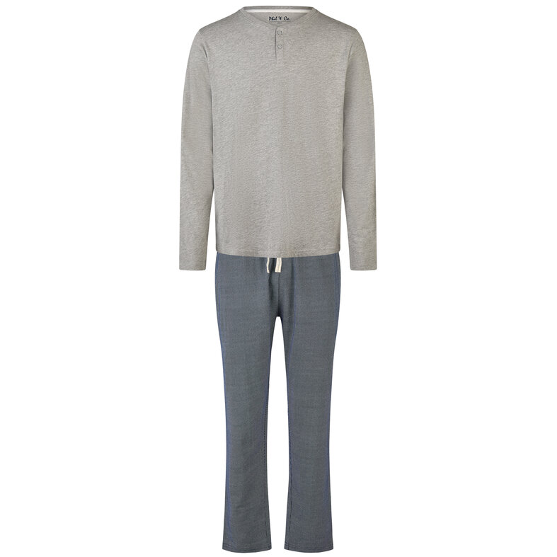 Phil & Co Phil & Co Men's Pyjama Set Long Gray/Blue
