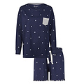 By Louise By Louise Dames Pyjama Lounge Set Donkerblauw Hartjes