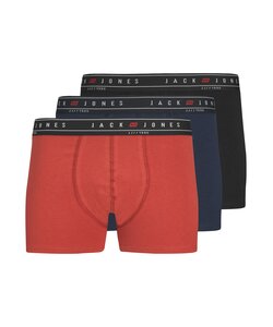 Jack & Jones Heren Boxershorts Trunks JACNAGEE Rood/Donkerblauw/Zwart 3-Pack