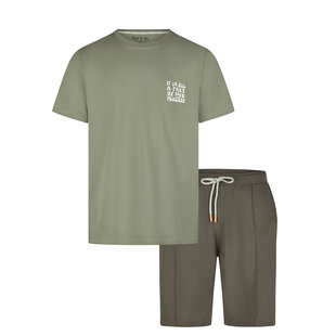 Phil & Co Men's Short Pants Short Pajama Set Green Process