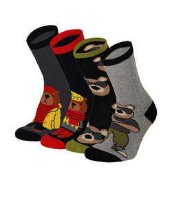 Apollo Jongens Antislip Sokken 4-Pack Beer Print