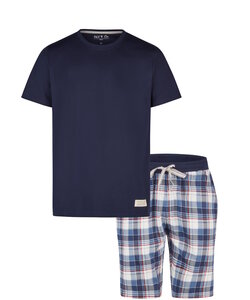 Phil & Co Men's Short Pants Short Pajama Set Dark Blue Checkered