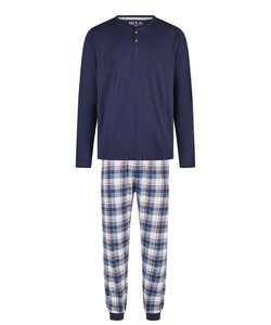 Phil & Co Heren Pyjama Set Lang Donkerblauw Geruit