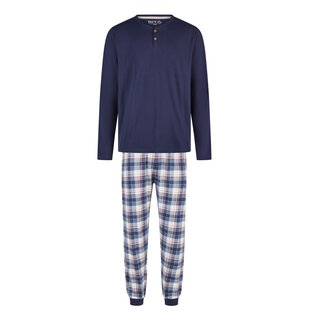 Phil & Co Men's Pyjama Set Long Dark Blue Checkered