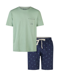 Phil & Co Men's Short Pajama Set Shortama Green/Dark Blue