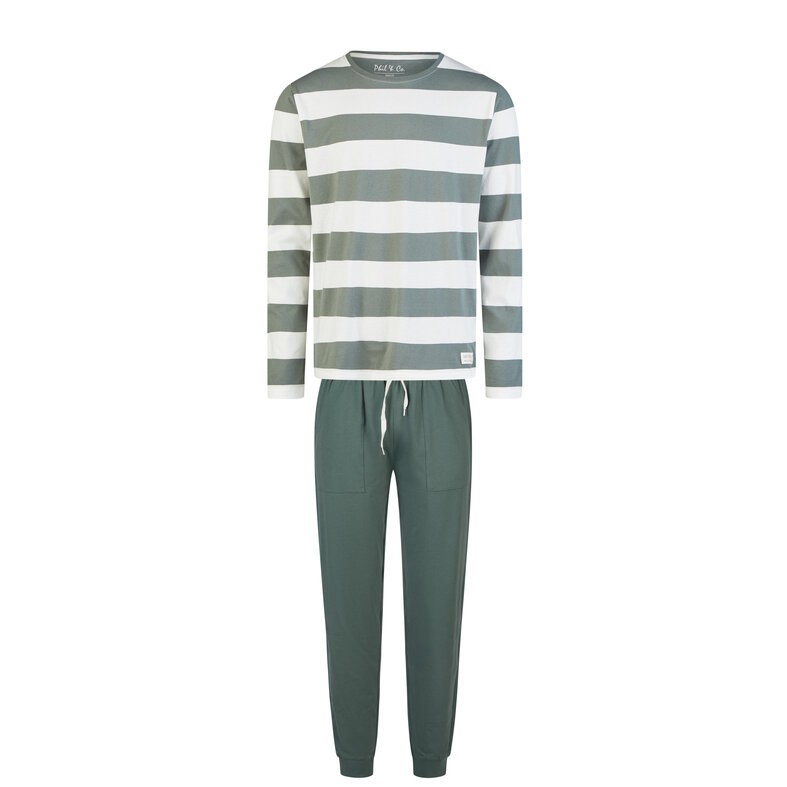 Phil & Co Phil & Co Men's Pyjama Set Long Green Striped