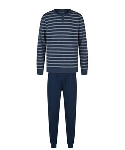 Phil & Co Men's Pyjama Set Interlock Dark Blue Striped