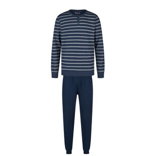 Phil & Co Men's Pyjama Set Interlock Dark Blue Striped