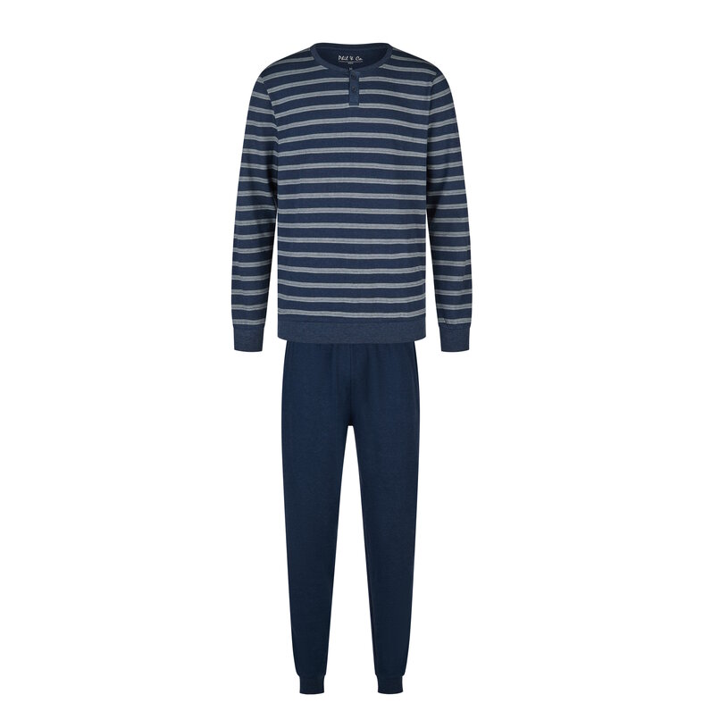 Phil & Co Phil & Co Men's Pyjama Set Interlock Dark Blue Striped
