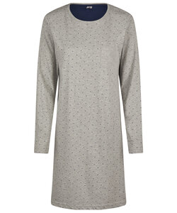 By Louise Ladies Nightshirt Long Sleeve Cotton Dotted Gray