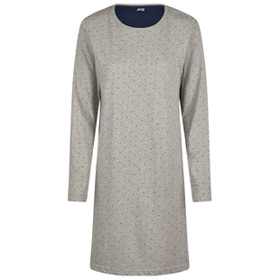 By Louise Ladies Nightshirt Long Sleeve Cotton Dotted Gray