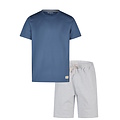 Phil & Co Phil & Co Heren Shortama Korte Pyjama Set Blauw Gestreept