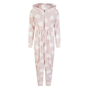 By Louise Dames Huispak Onesie Fleece Roze Hartjes