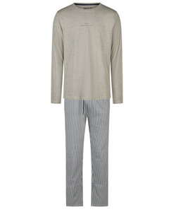 Phil & Co Heren Pyjama Set Lang Grijs Gestreept