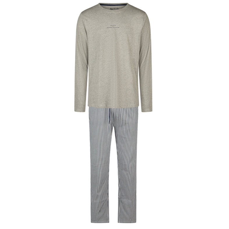 Phil & Co Phil & Co Men's Pyjama Set Long Gray Striped