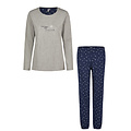 By Louise By Louise Dames Pyjama Set Lang Katoen Grijs