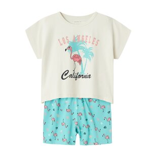 Name It Meisjes Korte Pyjama Set Shortama Flamingo