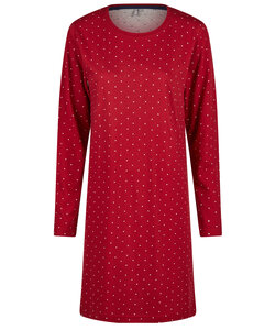 By Louise Ladies Nightshirt Long Sleeve Cotton Dotted Red