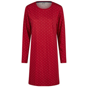 By Louise Ladies Nightshirt Long Sleeve Cotton Dotted Red