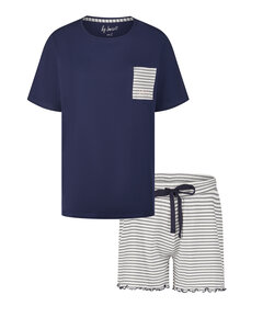 By Louise Dames Korte Pyjama Set Shortama Blauw