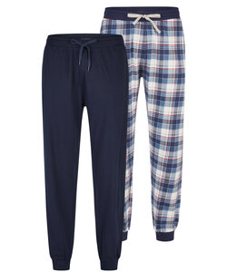 Phil & Co Men's Pyjama Pants Long Checkered/Plain 2-Pack