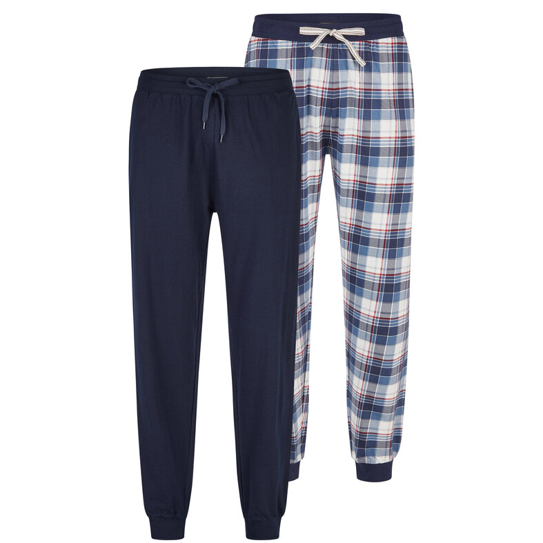 Phil & Co Phil & Co Men's Pyjama Pants Long Checkered/Plain 2-Pack