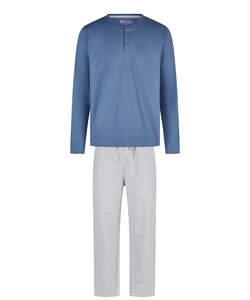 Phil & Co Heren Pyjama Set Lang Blauw Gestreept