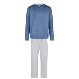 Phil & Co Heren Pyjama Set Lang Blauw Gestreept