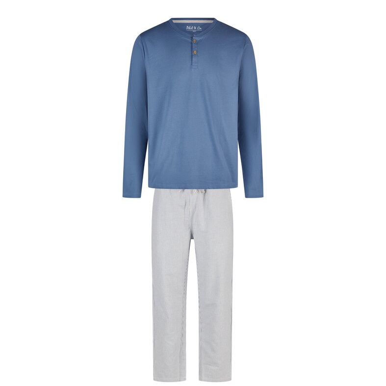 Phil & Co Phil & Co Men's Pyjama Set Long Blue Striped