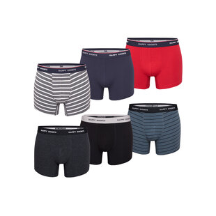 Happy Shorts Boxer Shorts Men Multipack 6-Pack Gray/Blue Striped