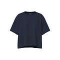 PIECES Pieces Ladies T-shirt PCCHILLI Sweatshirt Round Neck Plain Dark Blue