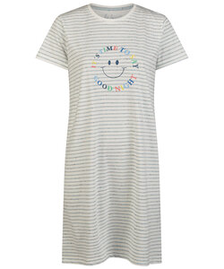 By Louise Dames Nachthemd Korte Mouw Goodnight Wit Gestreept