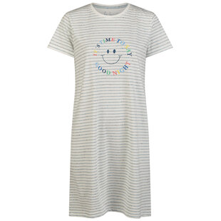 By Louise Ladies Nightshirt Short Sleeve Goodnight White Striped