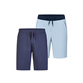 Phil & Co Phil & Co Heren Korte Pyjamabroek Gestreept/Effen Blauw 2-Pack