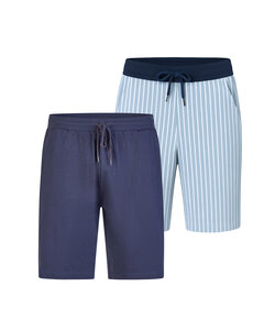 Phil & Co Men's Short Pyjama Pants Striped/Plain Blue 2-Pack